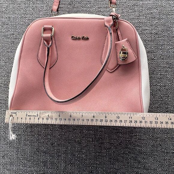 Calvin Klein Crossbody Pink and White Bag Saffiano Leather Minimalist Dome Purse - Picture 4 of 12